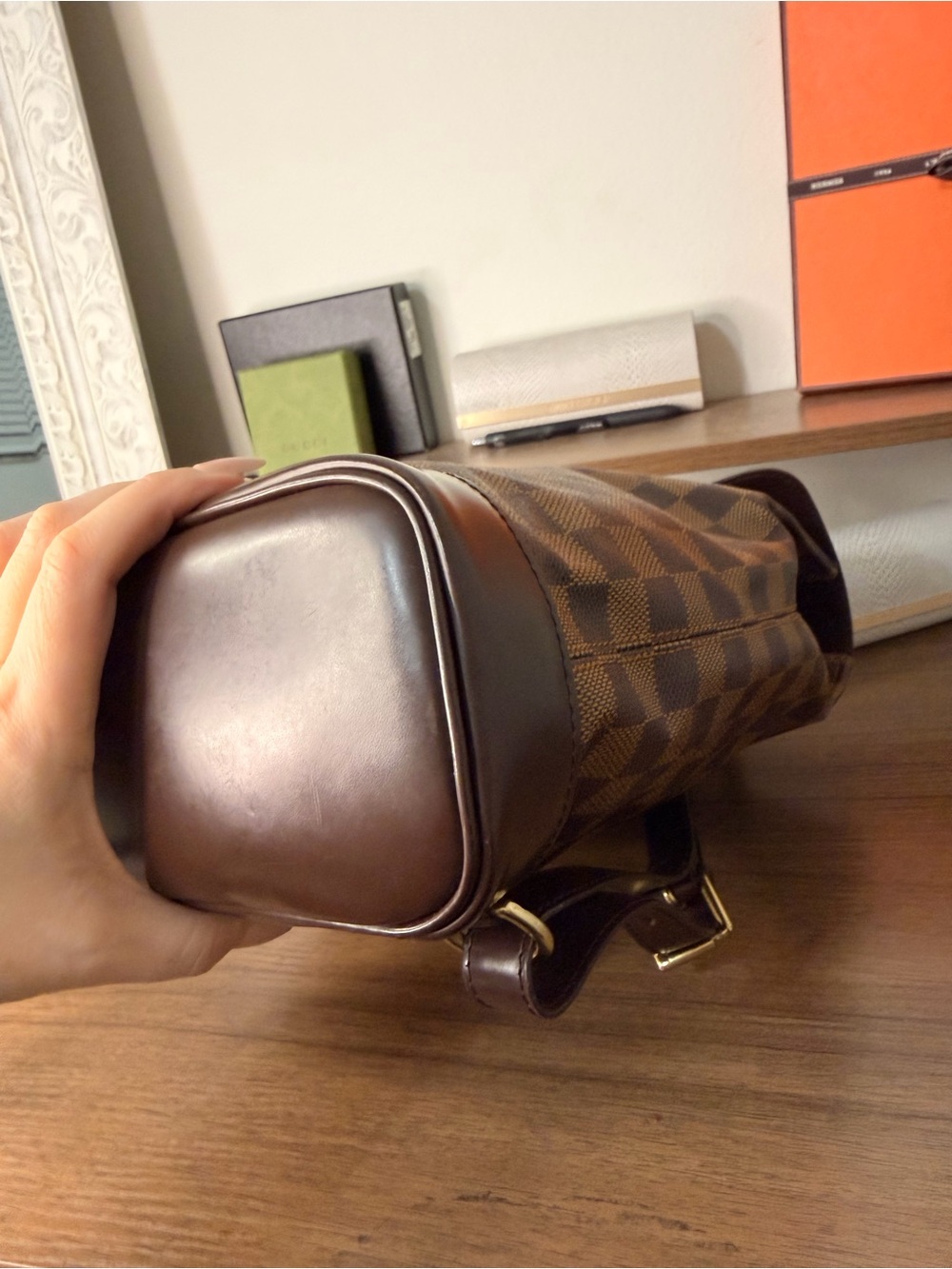 AUTHENTIC - Louis Vuitton Damier Ebene Soho Backback - Picture 7 of 15